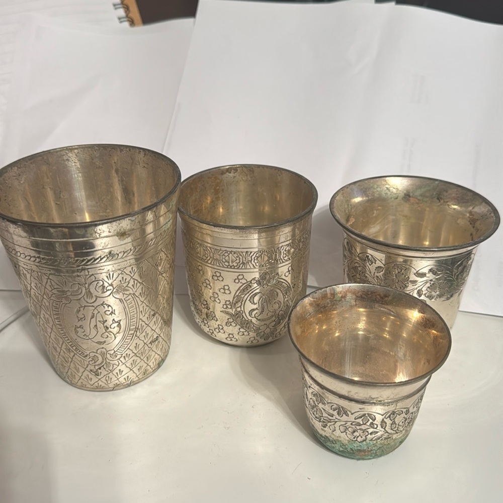4 piece silver plated cup set - Two’s Company